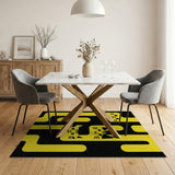 Yellow Playful Yellow Cartoon Cats Area Rug