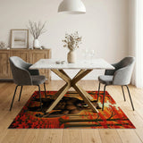 Roaring Muscular Bear in Autumn Forest Rug
