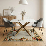 Vintage Floral Border Cream Area Rug