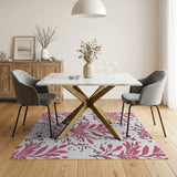 Pink Leaf and Berry Floral Area Rug