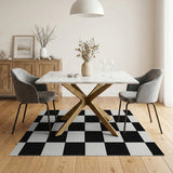 Black and White Black White Checkerboard Geometric Area Rug