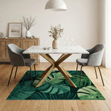 Lush Green Lush Monstera Leaves Green Area Rug