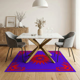 Red Starburst on Purple Tribal Border Rug