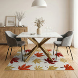 Red Gold Maple Leaf Pattern Area Rug