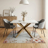 ODIKA Washable Floral Area Rug - Elegant Pink Blossom Low Pile Non-Slip Carpet