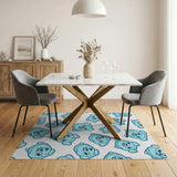 Blue and Teal Playful Blue Cartoon Dogs Area Rug