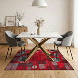Bold Red Geometric Circles Area Rug