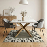 Paw Print Frame Area Rug in Grey Beige