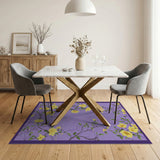 Purple Forsythia Floral Area Rug