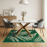 Green Vintage Green Fern Leaf Area Rug