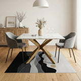 ODIKA Modern Washable Abstract Mountain Landscape Area Rug - Black & White Low Pile