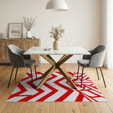 Bold Red Zigzag Geometric Area Rug