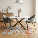 Orange Fern Leaf Pattern Area Rug
