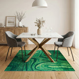 Geometric Modern Emerald Wave Abstract Area Rug