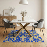 Intricate Blue Paisley Swirl Area Rug