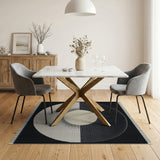 Black White Geometric Eclipse Area Rug