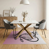Romantic Vine Leaf Heart Pink Area Rug