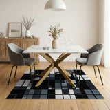 Black and White Grid Modern Black White Geometric Grid Area Rug