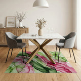 Multi-color and Patterns Fluid Green Pink Abstract Area Rug