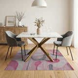 Abstract Area Abstract Wavy Pink Grey Area Rug