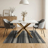 Black and White Geometric Modern Black White Striped Area Rug