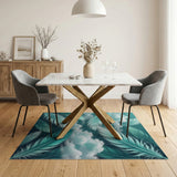 Dreamy Teal Feathers Cloud Area Rug