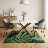 Lush Layered Green Leaves Area Rug