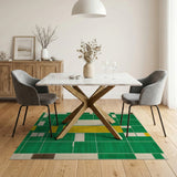 Bold Green Yellow Grid Geometric Area Rug