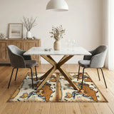 Vintage World Map Area Rug with Rainbow