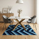 Blue Chevron Zigzag Geometric Area Rug