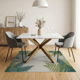 Distressed Vintage Lush Green Fern Border Area Rug