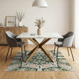 Green Mandala Heritage Tribal Area Rug
