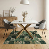 Emerald Bamboo Lattice Geometric Area Rug
