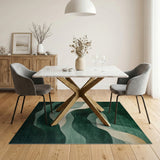 Emerald Waves Abstract Area Rug