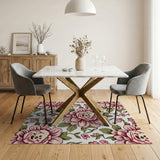 Whimsical Pink Peony Floral Area Rug