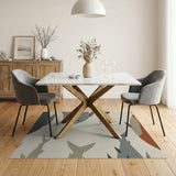 Abstract Striped Fish Coastal Area Rug