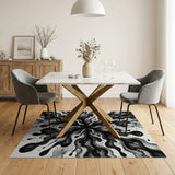 Explosive Black White Ink Flow Area Rug