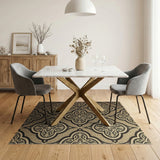Opulent Gold Quatrefoil Medallion Rug