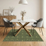 Green Geometric Scale Area Rug