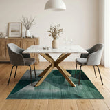 Emerald Green Abstract Geometric Modern Rug