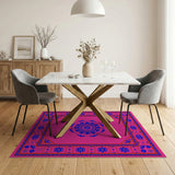 Pink Vibrant Pink Persian Medallion Area Rug