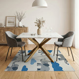 Playful Grey Elephants Blue Clouds Kids Area Rug
