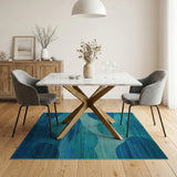 Abstract Area Blue and Teal Abstract Blue Teal Wave Area Rug