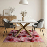 Cherry Bow Pink Faux Fur Area Rug
