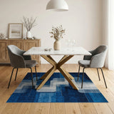 Navy Blue Overlapping Geometric Area Rug
