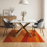 Bold Orange Geometric Block Area Rug