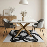 Modern Black Swirl Geometric Area Rug