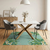 Teal Primrose Floral Area Rug