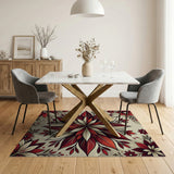 Radiant Red Floral Mandala Area Rug