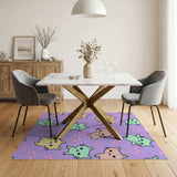 Kawaii Cartoon Cats Purple Area Rug